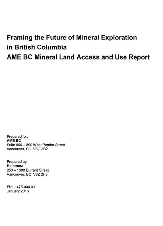 Framing the Future of Mineral Exploration in British Columbia